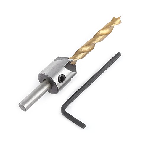 Stahl Countersink Drill Bit, Holzbearbeitungswerkzeuge für Carpentry Round Shank mit Sechskantschlüssel, Bohrbit-Countersink 10 Größen 3-10 Mm (Single 5mm+ kleiner von ZJchao