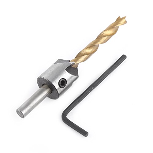 Stahl Countersink Drill Bit, Holzbearbeitungswerkzeuge für Carpentry Round Shank mit Sechskantschlüssel, Bohrbit-Countersink 10 Größen 3-10 Mm (Single 6mm+ kleiner von ZJchao