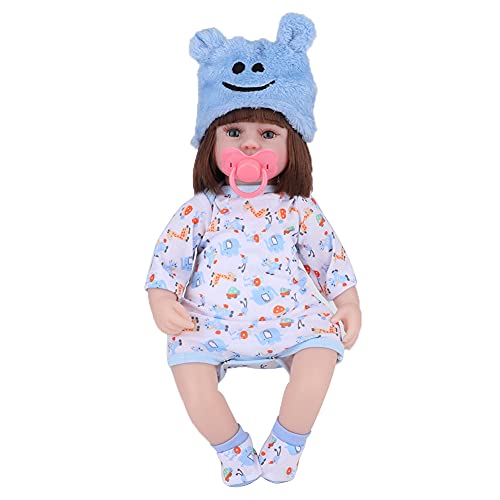 ZJchao Ganzkörperpuppen, Wiedergeborene Säuglingspuppen für, Babypuppen 16,5 Zoll, mit Weichem Baumwollkörper, Beweglichen Gliedmaßen, Blau, (42 cm große Rebirth-Puppe mit Autohaar von ZJchao