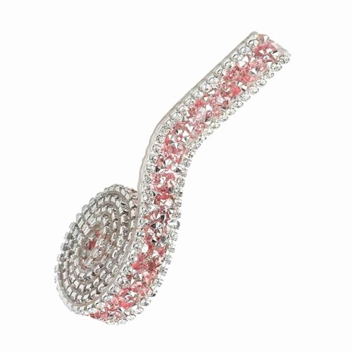 ZJchao Kristall-Strass-Applikationen, Strass-Band Sp 15 Mm, Diamant-Mesh-Wickelrolle, Funkelnde Kristall-Strass-Band-Dekoration (Echtes Rosa) von ZJchao