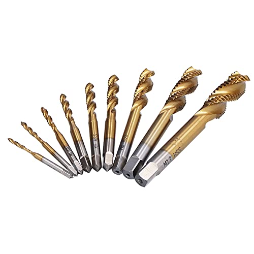 ZJchao Metrischer Tazip -Set, Bohrerhahn -Set 9 Größen M2 M12 Spiralflöte Tipp TI Beschichtete HSS Schraubengewinde Tipp Handwerkzeughardware ZJchao Metrischer Tazip -Set, Bohrerhahn -Set 9 Größen M2 M12 Spiralflöte Tipp TI Beschichtete HSS Schraubengewinde Tipp Handwerkzeughardware von ZJchao