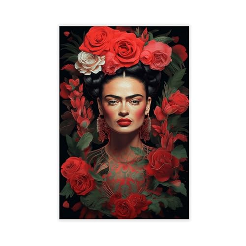 ZKAWE Poster auf Leinwand, Motiv Frida Kahlo, Wandkunst, Dekordruck, Bild Gemälde für Wohnzimmer, Schlafzimmer, Dekoration, ungerahmt, 50 x 75 cm von ZKAWE