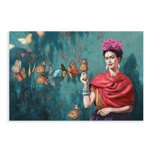 ZKAWE Poster auf Leinwand, Motiv Frida Kahlo, Wandkunst, Dekordruck, Bild Gemälde für Wohnzimmer, Schlafzimmer, Dekoration, ungerahmt, 60 x 90 cm von ZKAWE