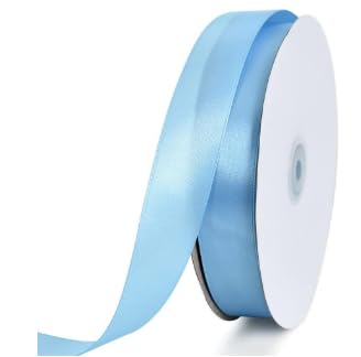 Hellblaues Band, 2 cm x 23 m, hellblaues Band für Geschenkverpackungen, Kuchenband, blaues Weihnachtsband, Schleifenband für Luftballons, Floristenband, blaues Geschenkband, blaues Ringelband von ZKIUOA