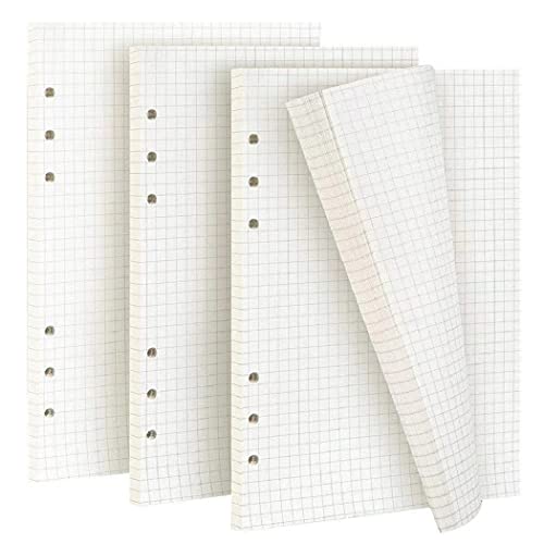 ZKSM 3 Packung Kariertes Papier (insgesamt 135 Blätter) 6 Löcher Nachfüllpapier A5 für Filofax A5, Notizen, DIY, Bullet Journal, Skizze, Malerei, 8,26 x 5,59 Zoll von ZKSM