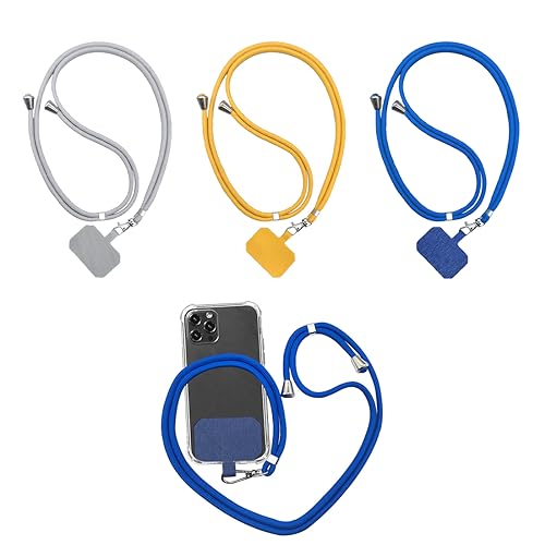 ZKSXOA 3 PCS Handykette Universal, Handy Lanyard, Universelles Handy um den Hals hängend mit Pad Handy Lanyard, verstellbar und abnehmbar,Gelb,Blau,Grau von ZKSXOA