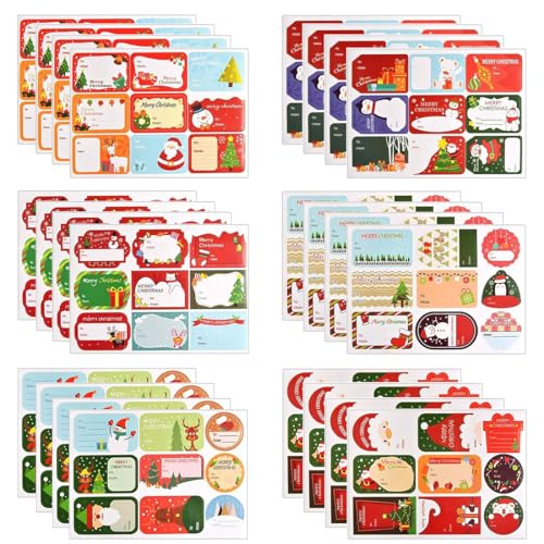 ZKSXOA Aufkleber Weihnachten Etiketten, 108 PCS Weihnachtssticker Weihnachtsaufkleber zum Beschriften Namensaufkleber Personalisiert Geschenkaufkleber von ZKSXOA