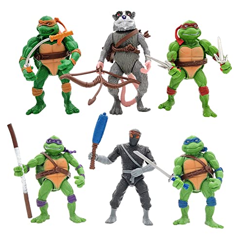 Anime Action Turtles Figuren Set, Ninja Thema Schildkröten Kuchen Topper, Cartoons Geburtstag Kuchen Dekoration, Kinder Geburtstag Party Supplies von ZKTSRY