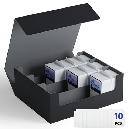 ZLCA Trading karten aufbewahrungsbox für TCG Karten, Triple MTG Card Deck Box hält 1800+ Karten, PU Leder Magnetverschluss Card Deckbox für Magic Commander Yugioh Sports Cards(Black) von ZLCA