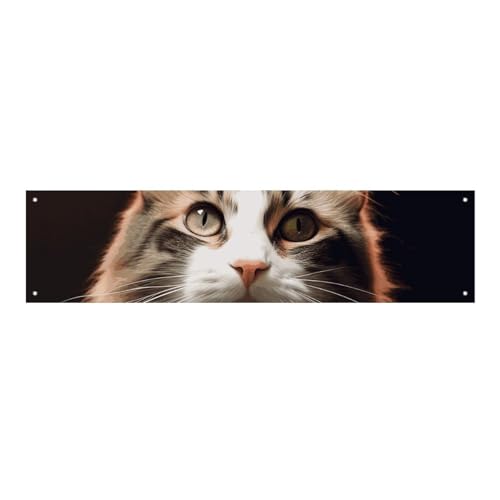 Bedrucktes Banner mit Katzen-Motiv, Halloween-Weihnachtsbanner, Party-Dekoration, Heimdekoration für große Eröffnung, Themenparty, Outdoor-Events, 120 x 30 cm von ZLFDSKGY