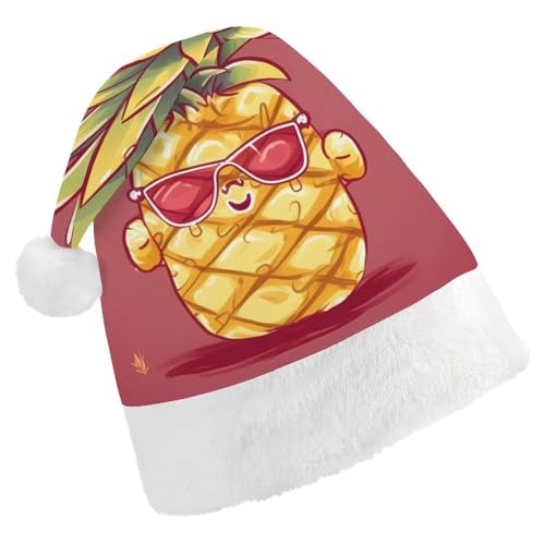 ZLFDSKGY Weihnachtsmütze, Ananas, bedruckt, Weihnachtsmannmütze, Erwachsene, Weihnachtsmütze, Neujahrsparty, festliches Zubehör für Uni-Geschenk von ZLFDSKGY