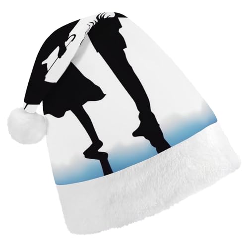 ZLFDSKGY Weihnachtsmütze, Anime-Liebhaber, Silhouette, bedruckt, Weihnachtsmannmütze, Erwachsene, Weihnachtsmütze, Neujahrsparty, festliches Zubehör für Uni-Geschenk von ZLFDSKGY