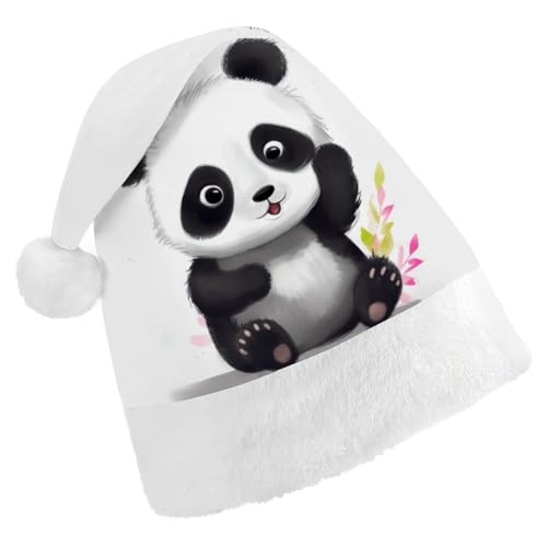 ZLFDSKGY Weihnachtsmütze, Panda, Stern, bedruckt, Weihnachtsmannmütze, Erwachsene, Weihnachtsmütze, Neujahrsparty, festliches Zubehör für Uni-Geschenk von ZLFDSKGY