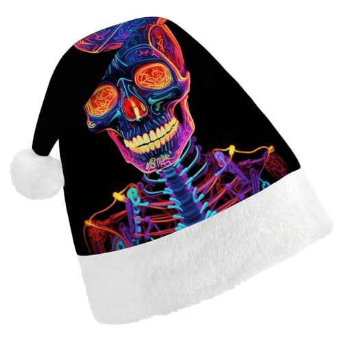 ZLFDSKGY Weihnachtsmütze, Totenkopf, leuchtend bedruckt, Weihnachtsmannmütze, Erwachsene, Weihnachtsmütze, Neujahrsparty, festliches Zubehör für Uni-Geschenk von ZLFDSKGY