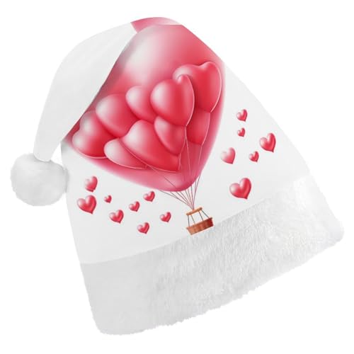 ZLFDSKGY Weihnachtsmütze, herzförmiger Ballon, bedruckt, Weihnachtsmannmütze, Erwachsene, Weihnachtsmütze, Neujahrsparty, festliches Zubehör für Uni-Geschenk von ZLFDSKGY