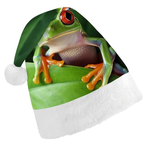 ZLFDSKGY Weihnachtsmütze, niedlicher Frosch, bedruckt, Weihnachtsmannmütze, Erwachsene, Weihnachtsmütze, Neujahrsparty, festliches Zubehör für Uni-Geschenk von ZLFDSKGY