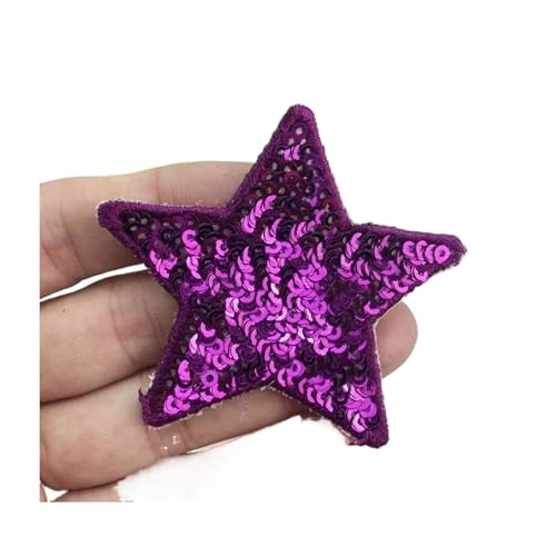 Flicken Patches 10 Stück Pailletten Glitzer Stern Bügelflicken Stickerei Tuch Jacke Tasche Hut Dekor Zubehör Flash Star Patch DIY Bastelbedarf Floral Rose AufbüGeln Flower(Color 1,Large(12*12cm)) von ZLHXCOZH