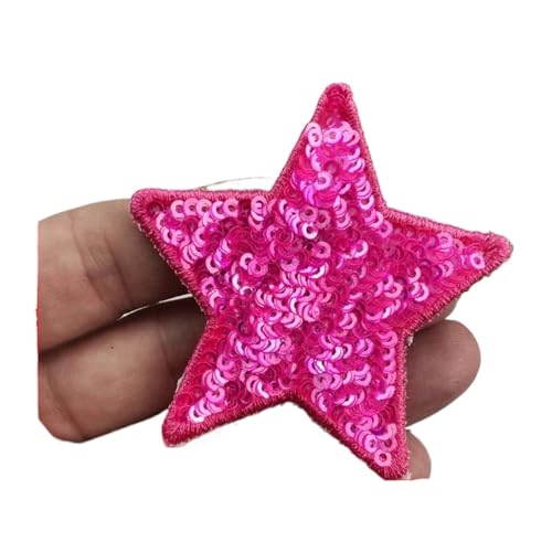 Flicken Patches 10 Stück Pailletten Glitzer Stern Bügelflicken Stickerei Tuch Jacke Tasche Hut Dekor Zubehör Flash Star Patch DIY Bastelbedarf Floral Rose AufbüGeln Flower(Color 12,Large(12*12cm)) von ZLHXCOZH