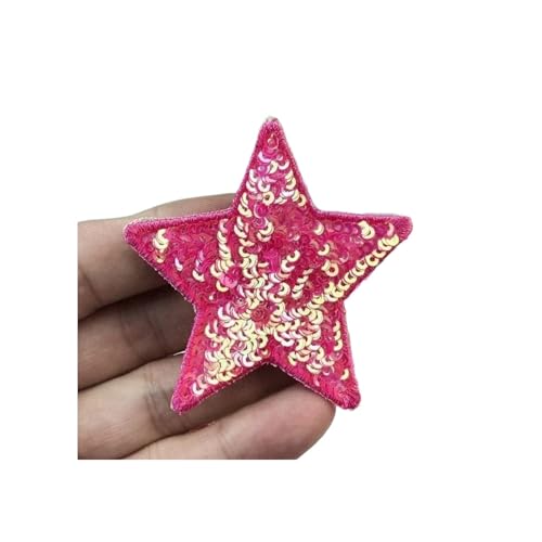 Flicken Patches 10 Stück Pailletten Glitzer Stern Bügelflicken Stickerei Tuch Jacke Tasche Hut Dekor Zubehör Flash Star Patch DIY Bastelbedarf Floral Rose AufbüGeln Flower(Color 14,Large(12*12cm)) von ZLHXCOZH