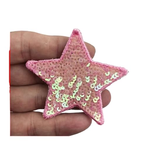 Flicken Patches 10 Stück Pailletten Glitzer Stern Bügelflicken Stickerei Tuch Jacke Tasche Hut Dekor Zubehör Flash Star Patch DIY Bastelbedarf Floral Rose AufbüGeln Flower(Color 8,Large(12*12cm)) von ZLHXCOZH