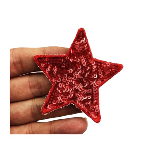 Flicken Patches 10 Stück Pailletten Glitzer Stern Bügelflicken Stickerei Tuch Jacke Tasche Hut Dekor Zubehör Flash Star Patch DIY Bastelbedarf Floral Rose AufbüGeln Flower(Color 9,Large(12*12cm)) von ZLHXCOZH