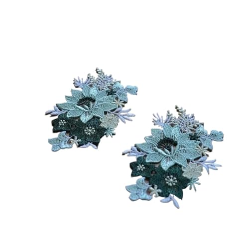 ZLHXCOZH Flicken Patches 10 Teile/los 12 * 8 cm Blau Grün Blume Glänzenden Farbverlauf Nähen Motiv Spitze Applikation for Bekleidung Stickerei Spitze Patches Floral Rose AufbüGeln Flower von ZLHXCOZH