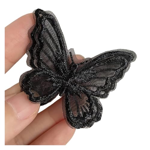 ZLHXCOZH Flicken Patches 20 Stück Stickerei Schmetterling Nähen Eisen auf Patch Abzeichen Hochzeit Brautkleid bestickte Applikation Nähen Handwerk DIY Floral Rose AufbüGeln Flower(Black) von ZLHXCOZH