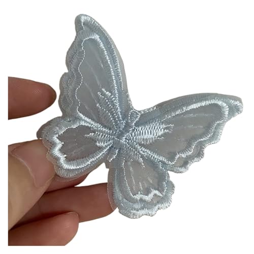 ZLHXCOZH Flicken Patches 20 Stück Stickerei Schmetterling Nähen Eisen auf Patch Abzeichen Hochzeit Brautkleid bestickte Applikation Nähen Handwerk DIY Floral Rose AufbüGeln Flower(Blue) von ZLHXCOZH