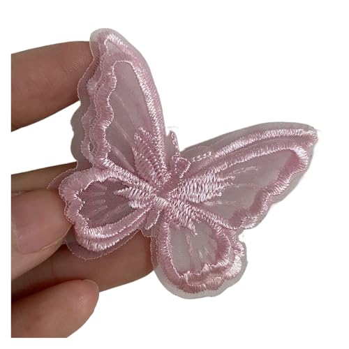 ZLHXCOZH Flicken Patches 20 Stück Stickerei Schmetterling Nähen Eisen auf Patch Abzeichen Hochzeit Brautkleid bestickte Applikation Nähen Handwerk DIY Floral Rose AufbüGeln Flower(Pink) von ZLHXCOZH