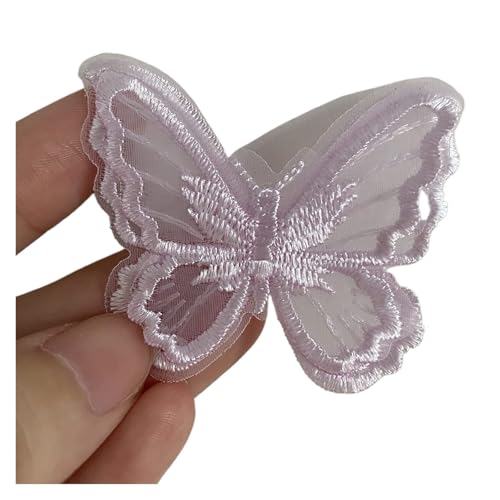 ZLHXCOZH Flicken Patches 20 Stück Stickerei Schmetterling Nähen Eisen auf Patch Abzeichen Hochzeit Brautkleid bestickte Applikation Nähen Handwerk DIY Floral Rose AufbüGeln Flower(Purple) von ZLHXCOZH