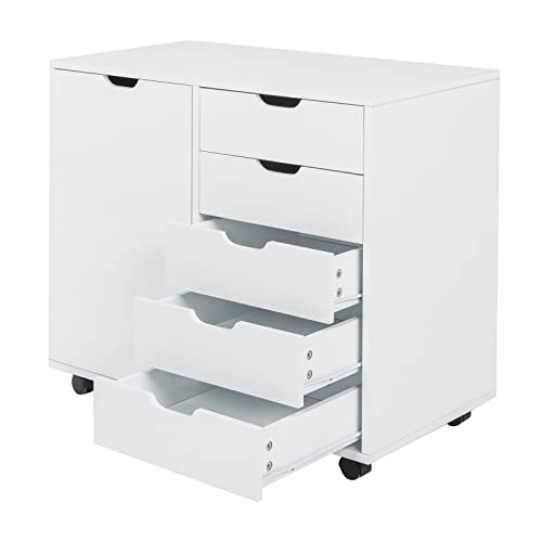 ZLJSGESA Aktenschrank Aktenschrank aus Holz, 78 x 40,5 x 68 cm, Einzeltür, 5 Schubladen, MDF, weißer Bodenschrank, geeignet für Büro, Heimgebrauch, Büroschrank von ZLJSGESA