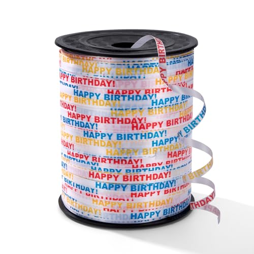 Geschenkband HAPPY BIRTHDAY Polyester Satinband 457 Meter Bänder Zum Basteln Zum Basteln Aufhängen Luftballons Blumenstrauß Haare Geschenkverpackung Party-Dekoration von ZLLkeji