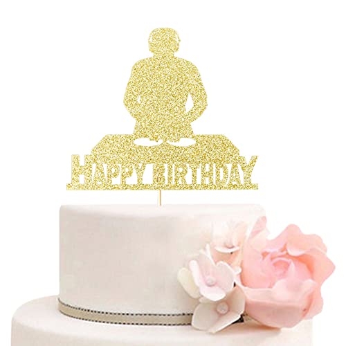 DJ Happy Birthday Cake Topper, Disco Thema Geburtstag Party Supplies, Rock DJ Themed Geburtstag Party Dekorationen, Gold Glitter von ZLPDS