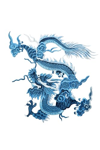 Chinesische traditionelle Handarbeit, Stickerei, Drache, Stoffaufnäher, "Sew Style", DIY-Aufnäher, geeignet für Jacke, Tasche, Rock, Dekoration für Kostüm, blau von ZLTdream