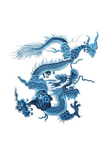 Chinesische traditionelle Handarbeit, Stickerei, Drache, Stoffaufnäher, "Sew Style", DIY-Aufnäher, geeignet für Jacke, Tasche, Rock, Dekoration für Kostüm, blau von ZLTdream