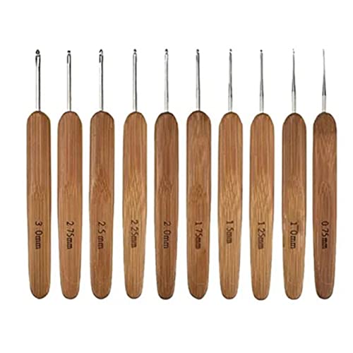 Häkelnadeln-Set, 10 Stück, Häkelnadeln, Tragbar, Praktisch, Ergonomisch, Holzgriff, Metall-Häkelnadel, Strickwerkzeuge, Häkelnadeln, Ergonomisch, Zum Stricken von Hüten, Pullovern, Schuhen von ZLXHDL