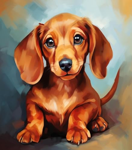 Malen Nach Zahlen DIY Handgemalt ölgemäLde Kits Geschenk für Erwachsene Dackel Hund Paint by Numbers Geburtstag Home Haus Deko,40x50cm von ZLYHAL