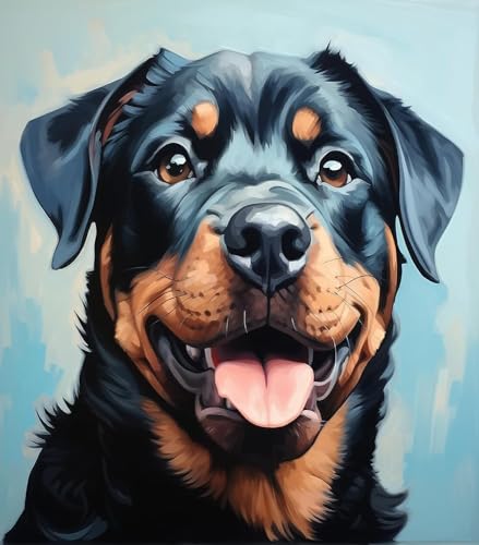 Malen Nach Zahlen Für Erwachsene Hund Tier Rottweiler Painting by Numbers Moderner Stil öl Wandkunst Home Haus Dekor,40x50cm von ZLYHAL