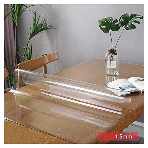 ZLYWE Tischschutz Transparent Wasserdicht Ölbeständig Hitzebeständig Bodenmatte Bodenschutz, Anpassbar (1.5mm,80x130cm) von ZLYWE