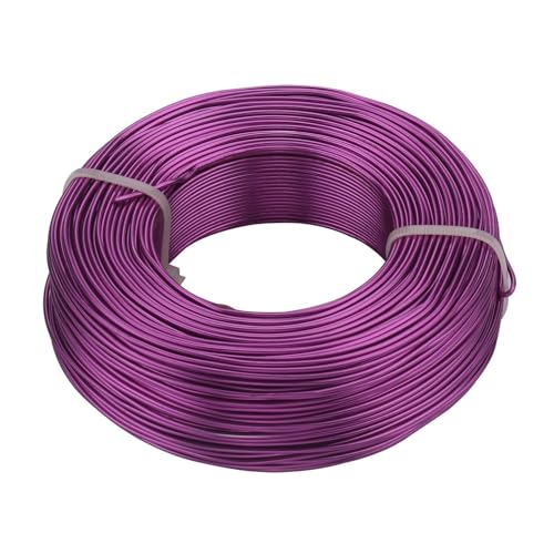 Aluminiumdraht 1 mm – 3,0 mm, 15 Farben, Edelstahl-Aluminium-Basteldraht, flexibles künstlerisches Perlenband, Schnurseil for die Schmuckherstellung, Zubehör zum Basteln Schmuckherstellung(Purple,3.0m von ZMCGNO