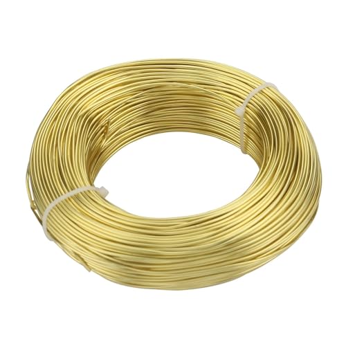 Aluminiumdraht 1 mm – 3,0 mm, 15 Farben, Edelstahl-Aluminium-Basteldraht, flexibles künstlerisches Perlenband, Schnurseil for die Schmuckherstellung, Zubehör zum Basteln Schmuckherstellung(Gold,1.2mm von ZMCGNO