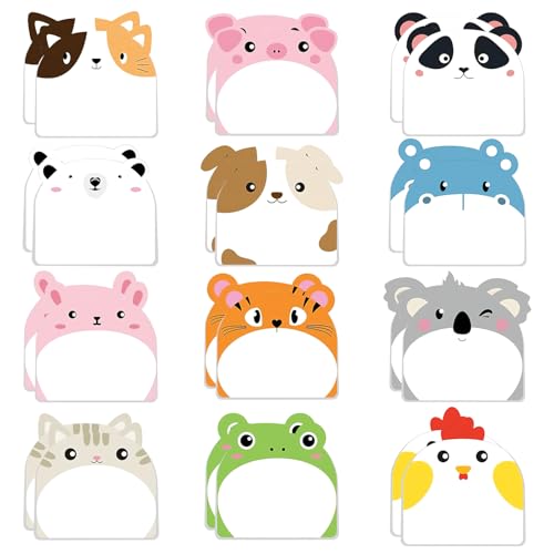 ZMDMAH 24 PCS Kleine Haftnotizen Tiere Kinder, Kawaii Schulsachen, Notizblock Klein für Büro, TierföRmiger Haftnotizblock Kleine Geschenke Kinder Ideal für Kinder, Studenten,Mitgebsel Kindergeburtstag von ZMDMAH