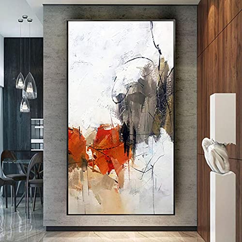 Made New Ölgemälde Auf Leinwand Weiß Orange Kunst Wandbild Kunstwerk Für Wohnzimmer Wohnkultur Bild Malerei 30x60cm (12x24in) Mit Rahmen von ZMFBHFBH