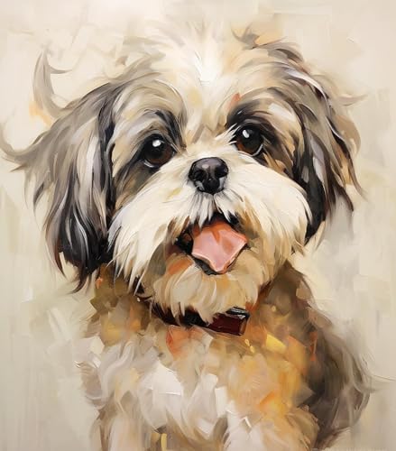 Malen nach Zahlen, Set für Erwachsene,Anfänger, Shih Tzu Hund Poster Art Picture Moderne Wohnkultur Zimmer Leinwand Malerei, 40 x 50 cm, ohne Rahmen von ZMHZMY