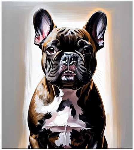 Malen nach Zahlen DIY Handgemalt Ölgemälde Kits für Erwachsene Anfänge Französische Bulldogge Malen Nach Zahlen Kits für Geschenk Home Deko 40×50cm(Rahmenlos) von ZMHZMY