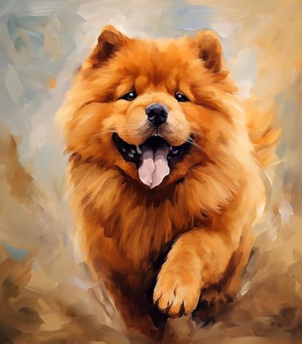 Malen nach Zahlen Erwachsene, Chow-Chow-Hund 40 x 50cm DIY Handgemalt Ölgemälde Kits auf Leinwand Geschenk für Weihnachten Geburtstag, Home Haus Deko von ZMHZMY