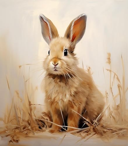 Malen nach Zahlen Erwachsene, Kaninchen Hase DIY Handgemalt Ölgemälde Kits auf Leinwand Geschenk für Weihnachten Geburtstag Home Haus Deko - Ohne Rahmen von ZMHZMY
