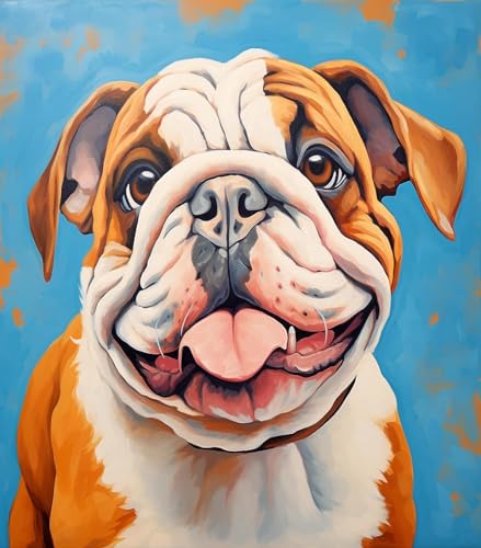 Malen nach Zahlen Erwachsene,Britische Bulldogge 40 x 50cm DIY Handgemalt Ölgemälde Kits auf Leinwand Geschenk für Weihnachten Geburtstag, Home Haus Deko von ZMHZMY