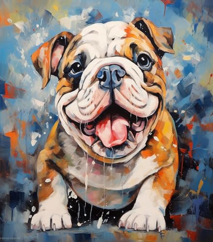 Malen nach Zahlen Kit für Erwachsene,Englische Bulldogge,Poster Kunst Moderne Leinwand Ölgemälde Home Decor,40x50cm von ZMHZMY