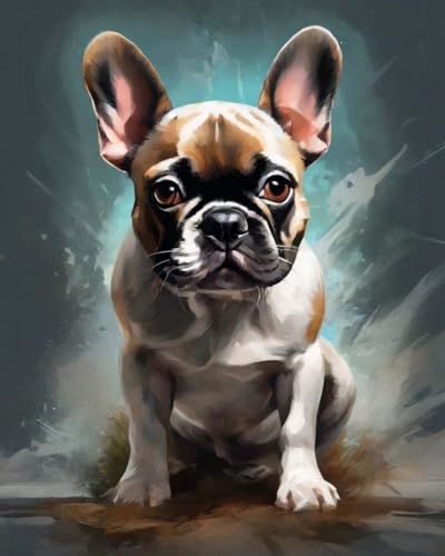 Malen nach Zahlen Kit für Erwachsene,Kreative französische Bulldogge,Poster Kunst Moderne Leinwand Ölgemälde Home Decor,40x50cm von ZMHZMY